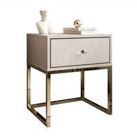 NACHTTISCH BLANCO KASZMIR auf verchromtem Gestell kaschmir/gold chrom - Goldfarben, Holzwerkstoff (45/52/37cm) - Lookway