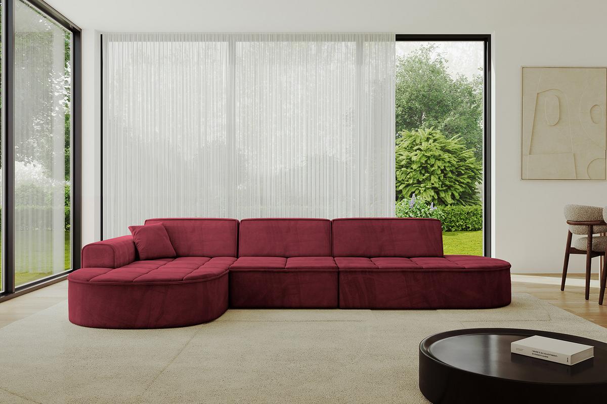 ECKSOFA Ottomane Links TARO-L2 - 328x171x79,5 cm Bordeauxrot - Bordeaux, Holzwerkstoff/Textil (328/171cm) - ALTDECOR