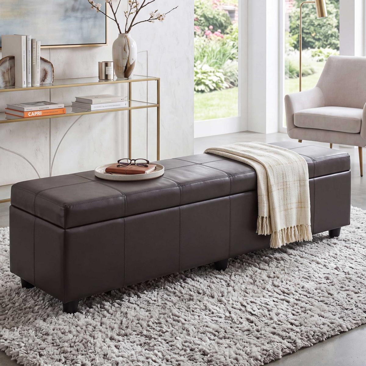 SITZBANK MIT AUFBEWAHRUNG XXL Braun - Braun, Leder (180/45/45cm) - MCW