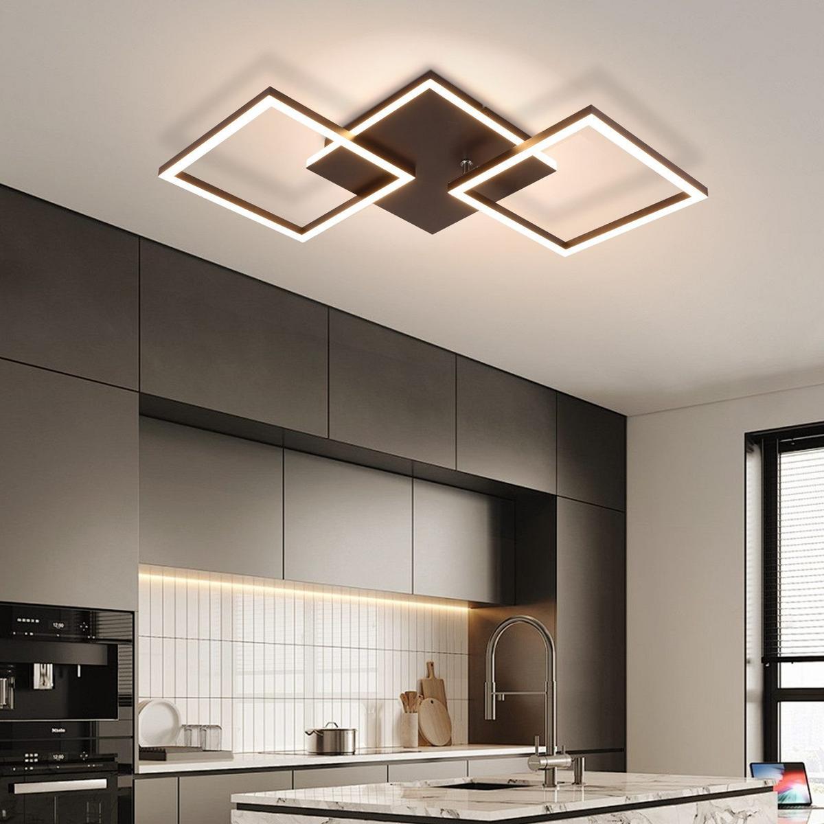LED-DECKENLEUCHTE Malsom 62.8/29.5/7.4 cm - Schwarz, Metall (29.5/62.8/7.4cm) - Nettlife