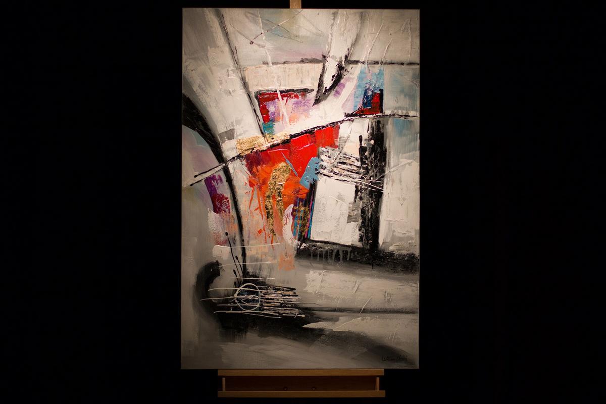 ACRYLBILD HANDGEMALT 80/120 cm - Multicolor/Grau, Holz/Textil (80/120cm) - KUNSTLOFT