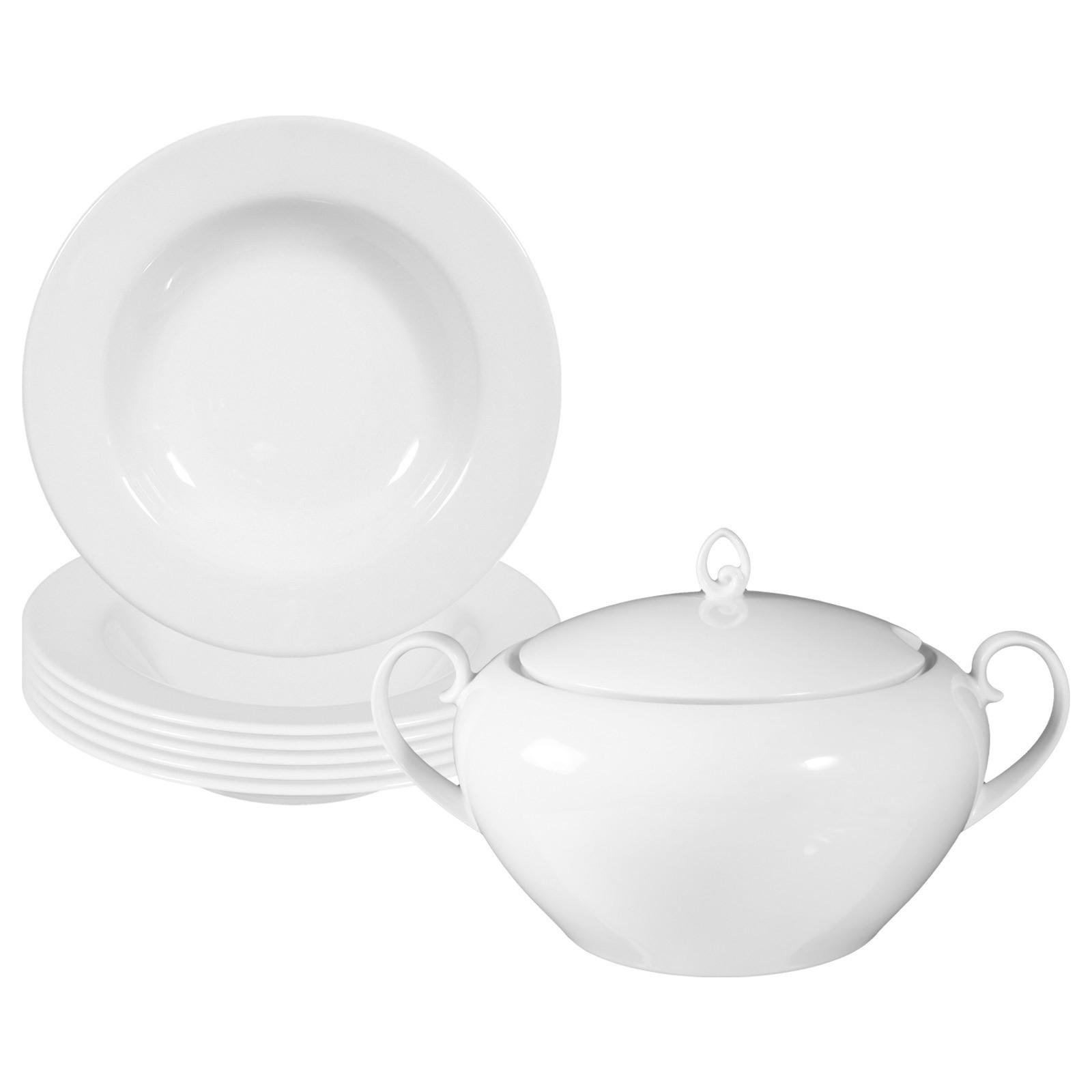 SUPPEN-SET Rondo/Liane weiß 7-tlg. - Weiß, Keramik (2/2/2cm) - Seltmann Weiden
