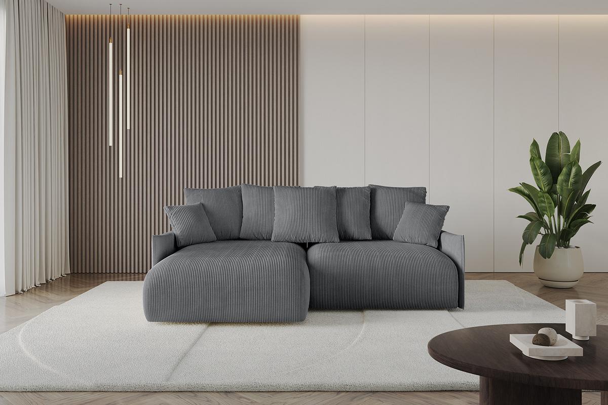 ECKSOFA Ottomane links ONESK-L -v1 216x177x72 Dunkelgrau Cord - Dunkelgrau, Holzwerkstoff/Kunststoff (216/177cm) - ALTDECOR