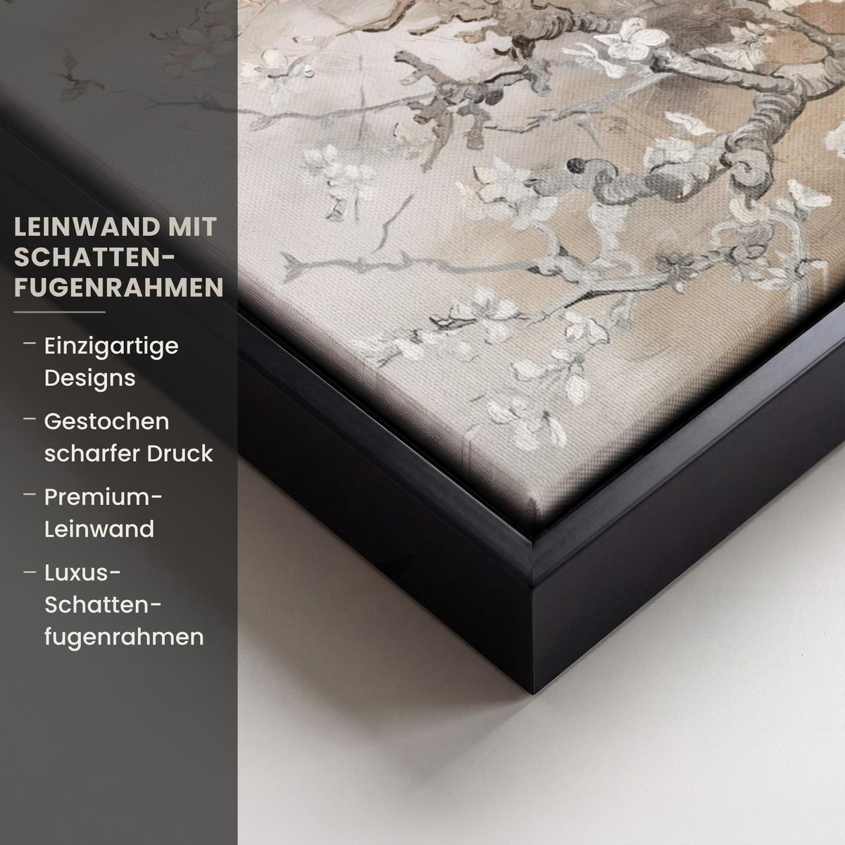 LEINWAND Bilder mit Rahmen - Mandelblüte - Kunst - Van Gogh - Beige - Abstrakt - 40x30 - Braun, Textil (40/30cm) - MuchoWow