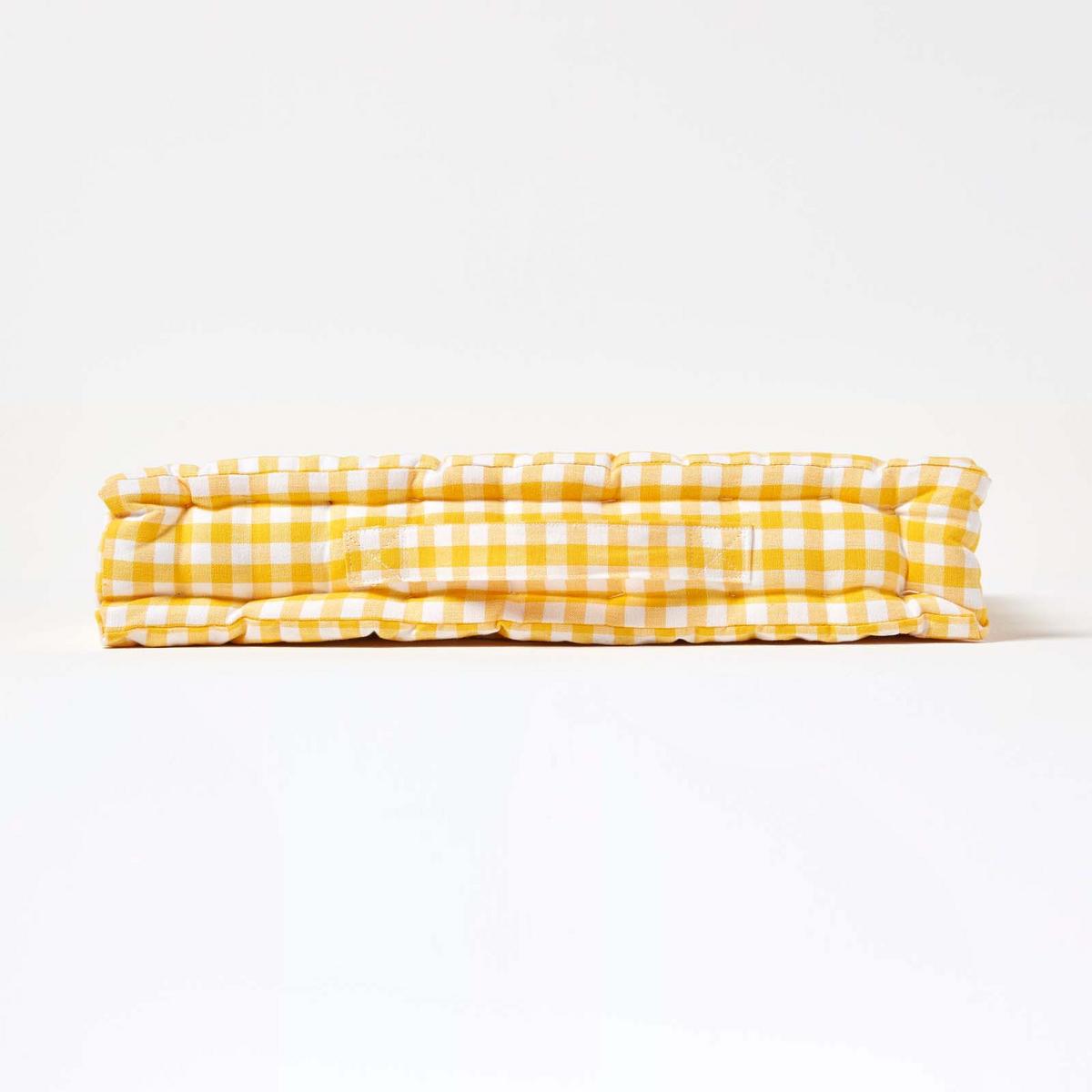 SITZKISSEN gelb kariert 50/50/10 cm – Bodenkissen Vichy-Karo - Gelb, Textil (50/50/10cm) - Homescapes