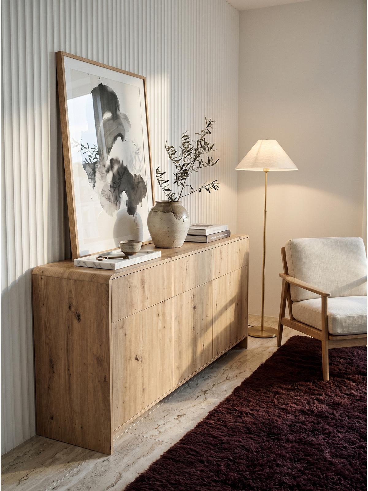 SIDEBOARD CALELLA, MDF, in Eichenoptik, 155,2 x 40 x 76 cm - Hellbraun/Braun, Holzwerkstoff (155.2/76/40cm) - KADIMA DESIGN