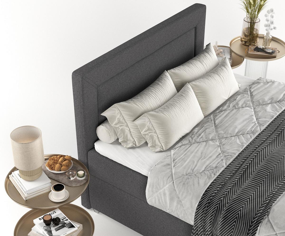 BOXBETT Lontano 140/200 cm Anthrazit im Megan Stoff - Chromfarben/Anthrazit, Holz/Holzwerkstoff (140/200cm) - AltaBeds