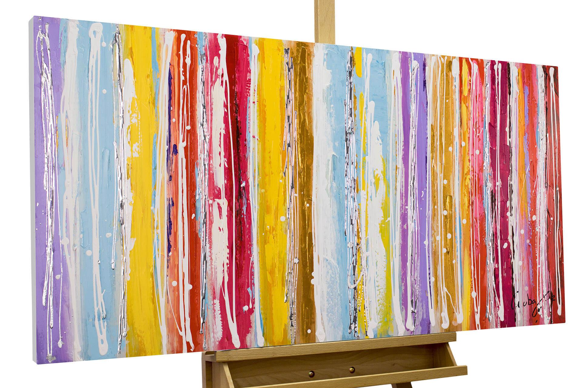 ACRYLBILD HANDGEMALT 120/60 cm - Blau/Gelb, Holz/Textil (120/60cm) - KUNSTLOFT