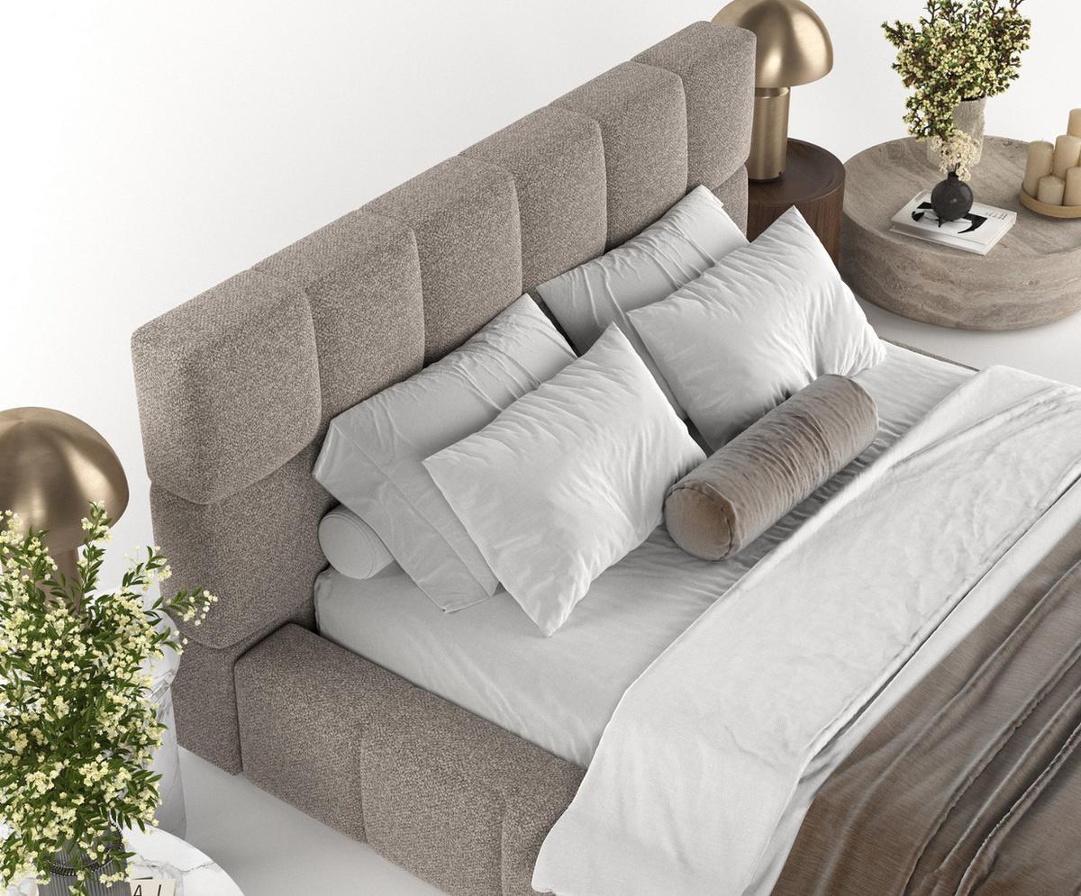 POLSTERBETT Paros mit Stauraum 160/200 cm Beige im Bubble Stoff - Beige/Schwarz, Holz/Holzwerkstoff (160/200cm) - AltaBeds