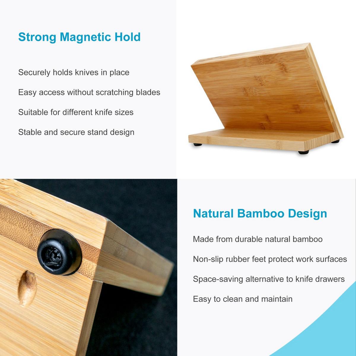 MESSERBRETT/BLOCK magnetisch - Braun, Holz (18/19/30cm) - Intirilife