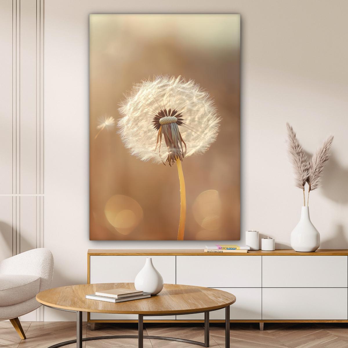 LEINWANDBILD Löwenzahn - Beige - Natur - Blume Deko Groß 90x140 cm - Hellbraun, Textil (90/140cm) - MuchoWow