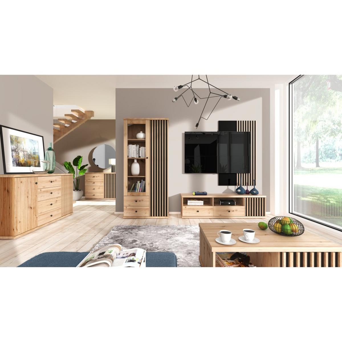 LOWBOARD Caya mit zwei Schubladen, Eiche Artisan, 160 cm - Eiche Artisan, Holzwerkstoff (161/43/41cm) - Beautysofa