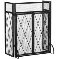 KAMINSCHIRM Schmiedeeisen dreiteilige Design Doppeltüren Metall Schwarz - Schwarz, Metall (120/79/120cm) - HOMCOM