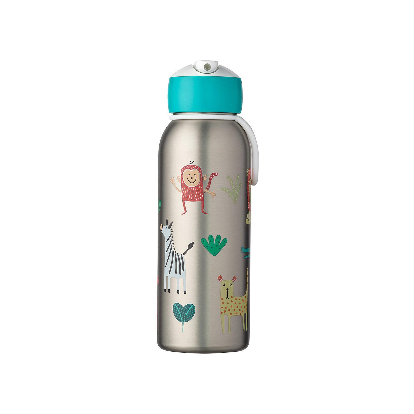 THERMOFLASCHE FLIP-UP Campus Animal Friends 350 ml - Türkis/Multicolor, Metall (0.35L) - Mepal