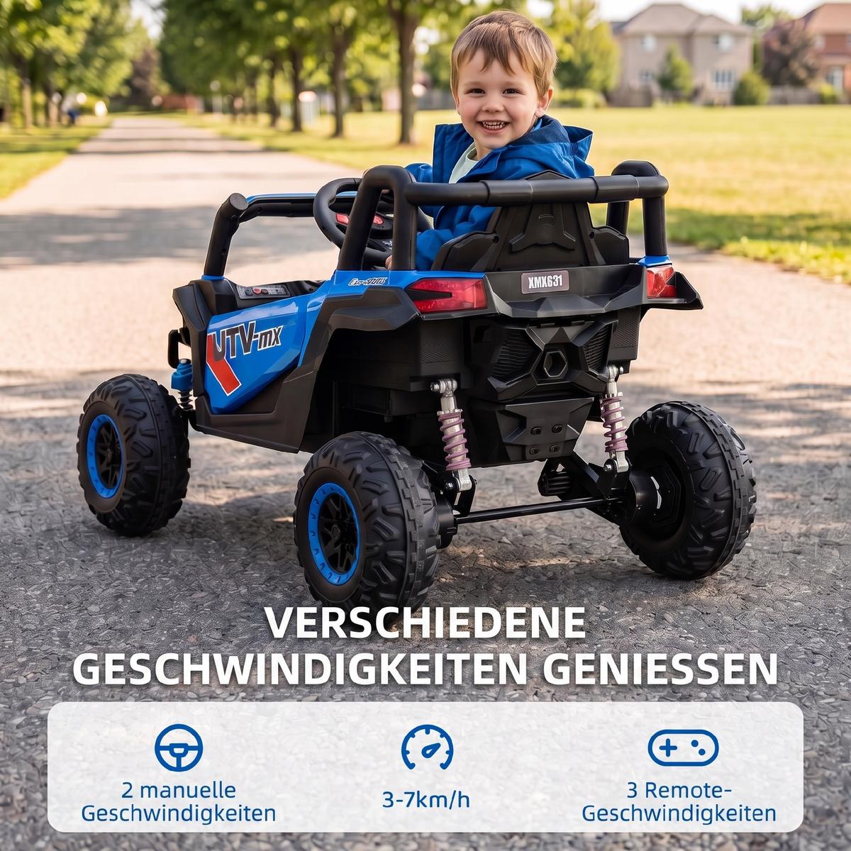KINDER-ELEKTROAUTO Kunststoff Metall Blau - Blau, Kunststoff (96/61/56cm) - AIYAPLAY