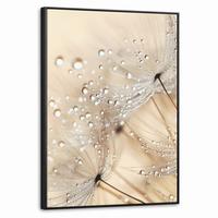 LEINWAND Bilder mit Rahmen - Löwenzahn - Abstrakt - Natur - Beige - 70x100 - Braun, Textil (70/100cm) - MuchoWow