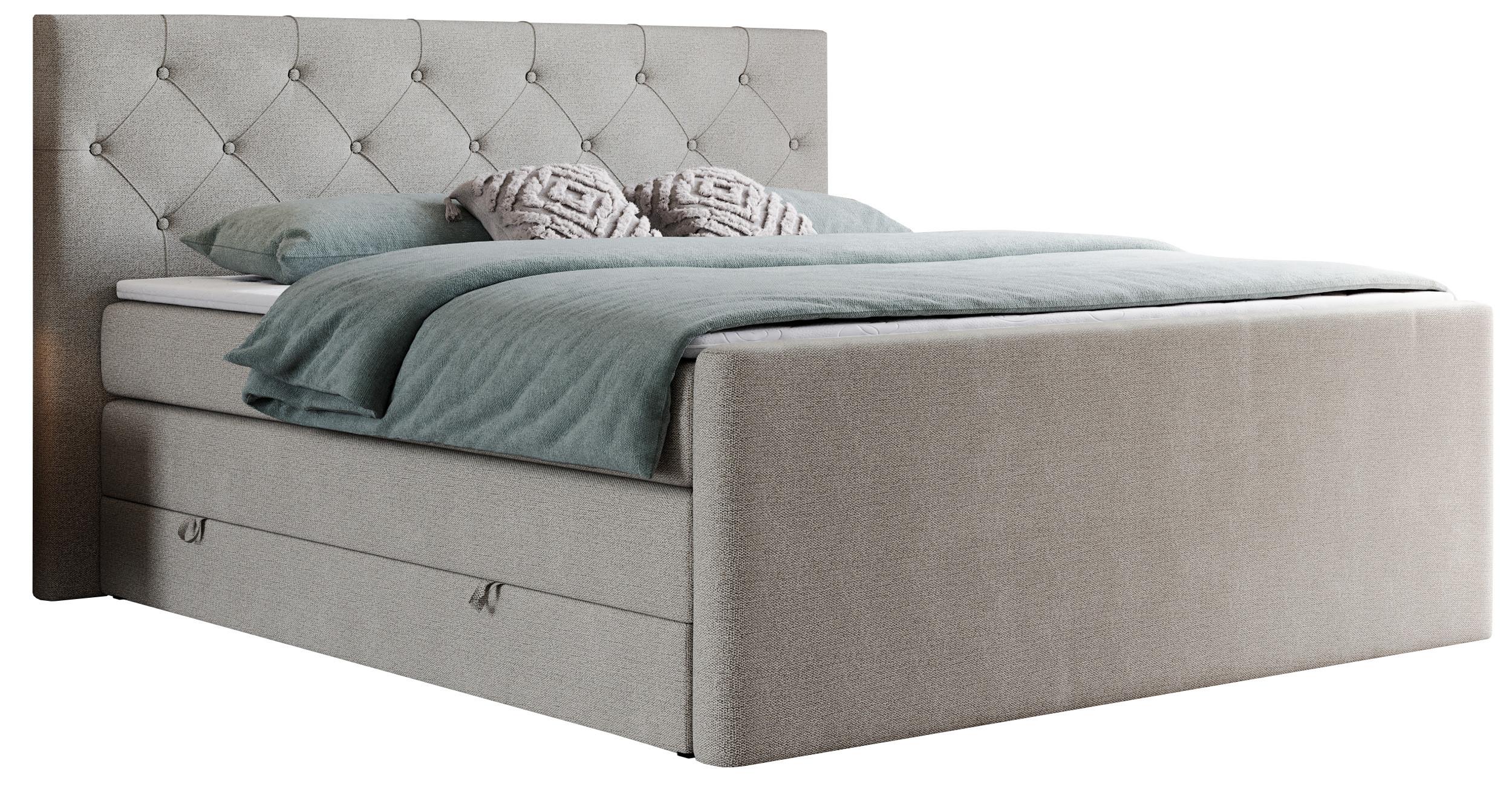 BOXSPRINGBETT KING VELEN 140/200 Beige Struktur - H3 - Beige, Holz/Textil (140/200cm) - MKS
