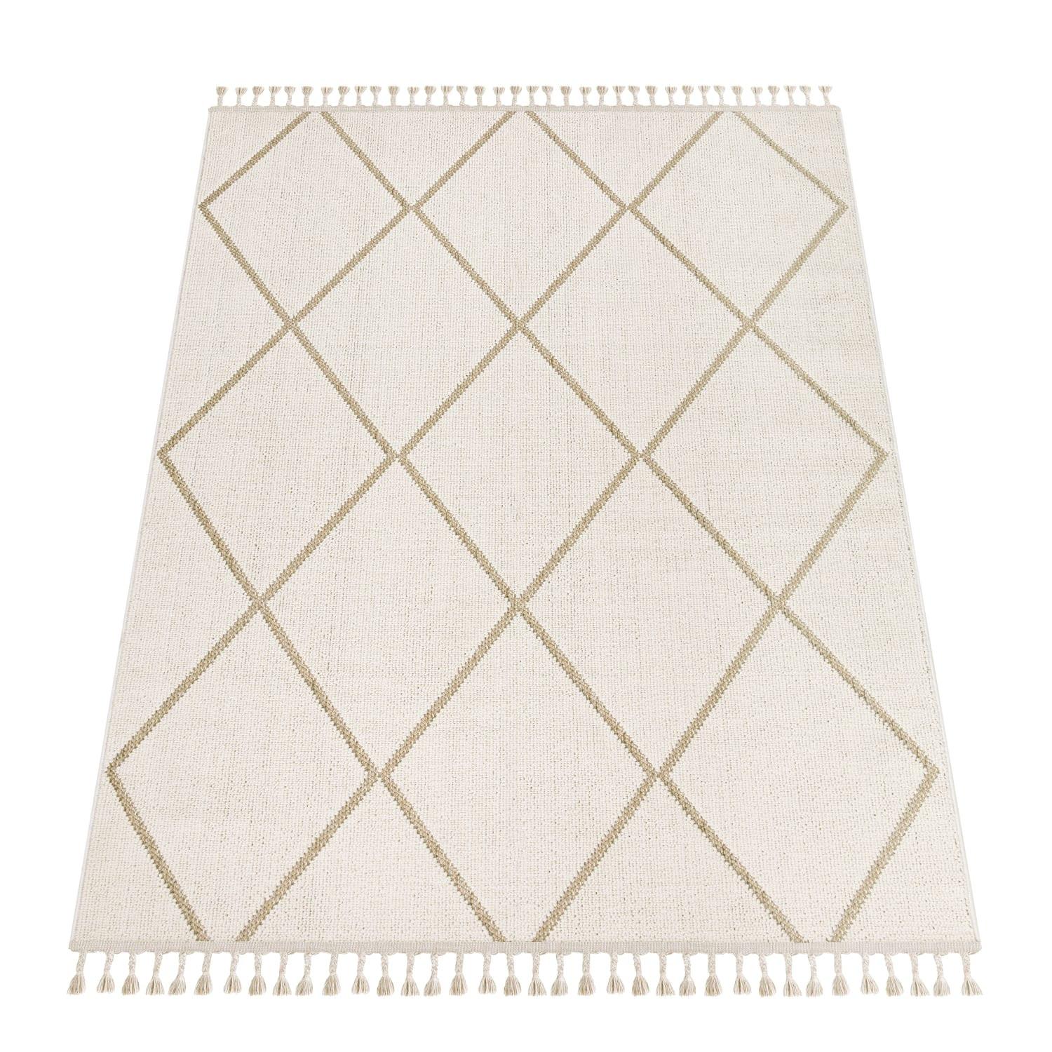 KURZFLORTEPPICH, geometrisch, Florhöhe 7 mm, Beige, 120 x 160 cm - Beige, Textil (120/160cm) - KADIMA DESIGN