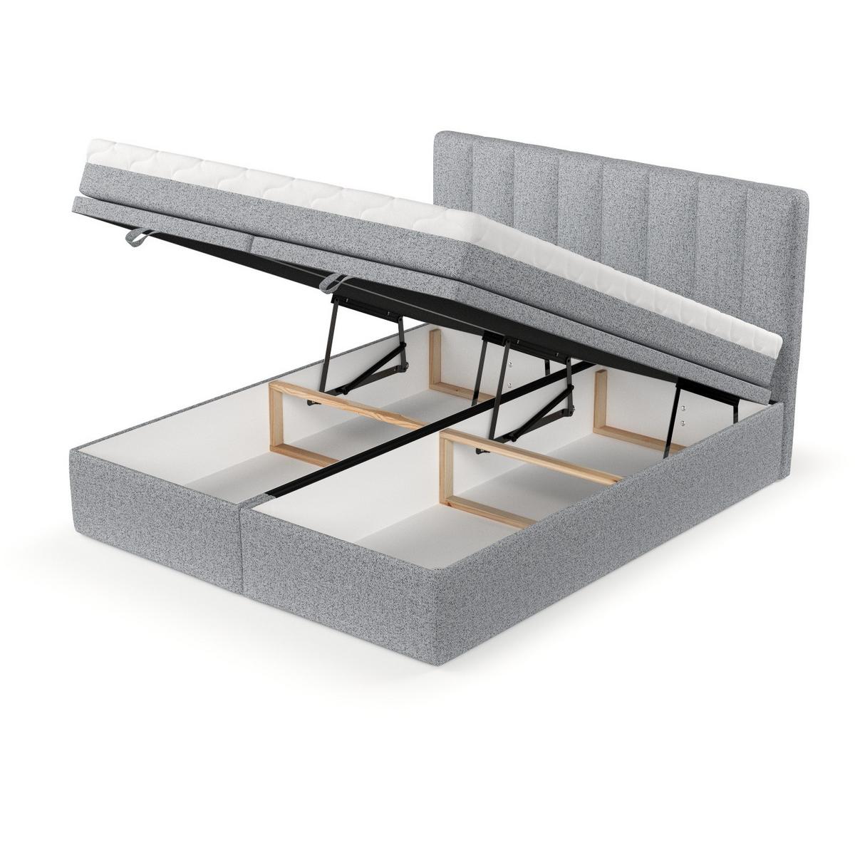 BOXBETT Lume 160/200 cm Grau im Riva Stoff - Schwarz/Grau, Holz/Holzwerkstoff (160/200cm) - AltaBeds