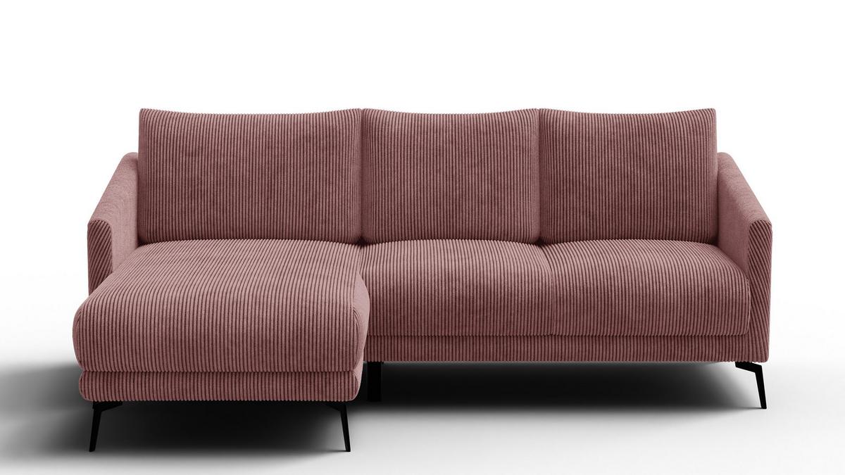 ECKSOFA VILT 3-Sitzer, altrosa - Altrosa/Schwarz, Holzwerkstoff/Textil (221/156cm) - Wozimo