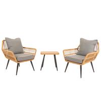 POLY-RATTAN GARNITUR Grau - Grau, Kunststoff - MCW