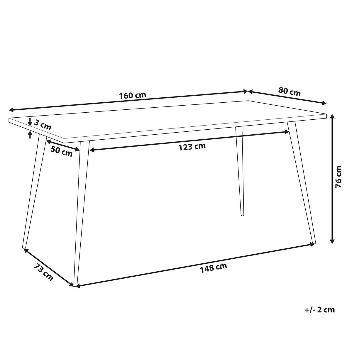 ESSTISCH 160/80/76 cm Hellgrau Rechteckig Santiago - Grau, Holzwerkstoff (160/80/76cm) - Beliani