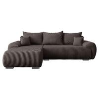 ECKSOFA Ubo L Cord, Seite: Links - Silberfarben/Braun, Holz/Kunststoff (282/187cm) - MIRJAN24