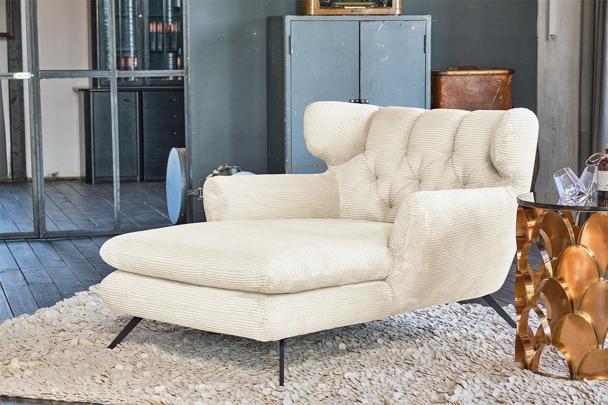 LONGSEAT CHAMRE Beige Cord - Beige/Schwarz, Textil/Metall (130/95/160cm) - KAWOLA