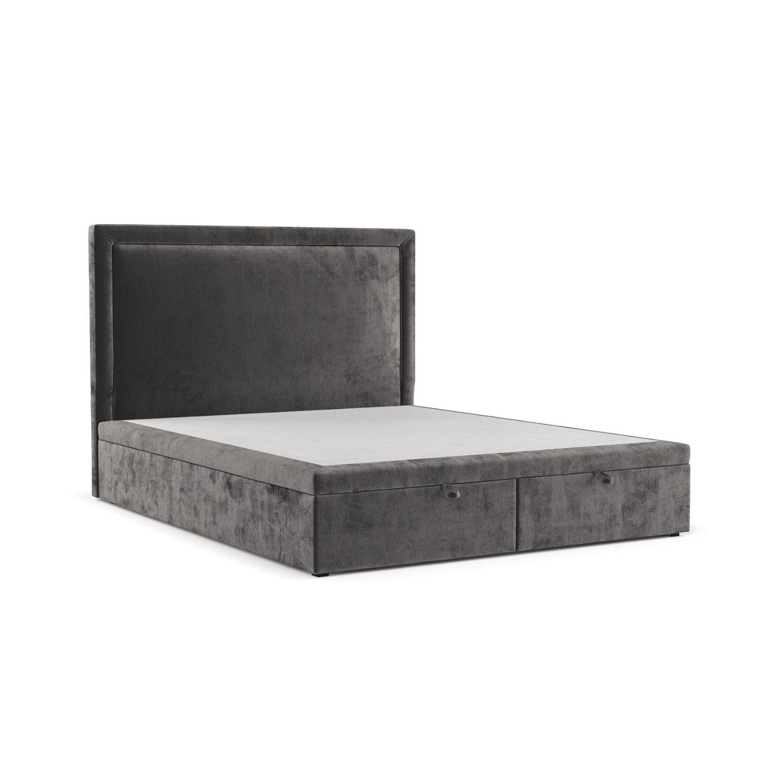 POLSTERBETT Salma mit Stauraum 180/200 cm Stahl im Lotta Stoff - Graphitfarben/Schwarz, Holz/Holzwerkstoff (180/200cm) - AltaBeds