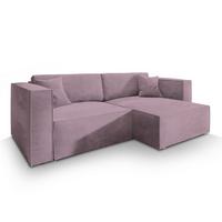 ECKSOFA NERIO M Lila Velours-Stoff mit Schlaffunktion - Lila/Grau, Holz/Kunststoff (245/148cm) - MASSENO