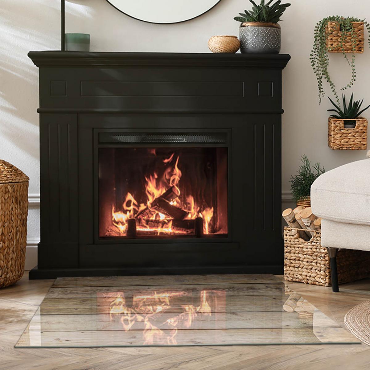 GLASPLATTE für Kamin 100x70 cm - Beige, Glas (100/70/0.4cm) - TULUP