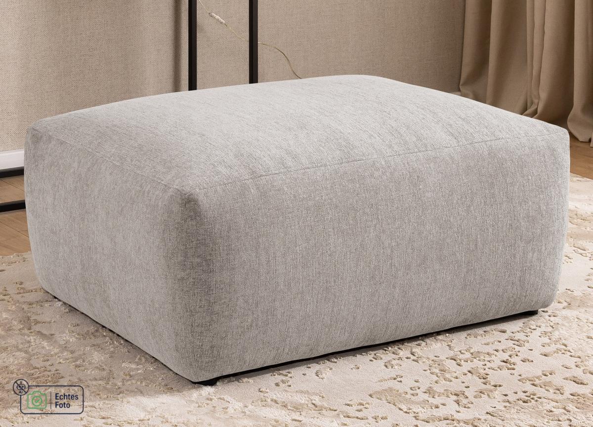 HOCKER Lennon aus Beige Strukturstoff mit vielseitiger Nutzung - Beige/Schwarz, Holz/Kunststoff (102/42/76cm) - S-Style