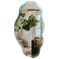 SPIEGEL 90x45 cm asymmetrisch mit Druck - Dynamische Wellen - Transparent, Glas (45/90/0.4cm) - TULUP