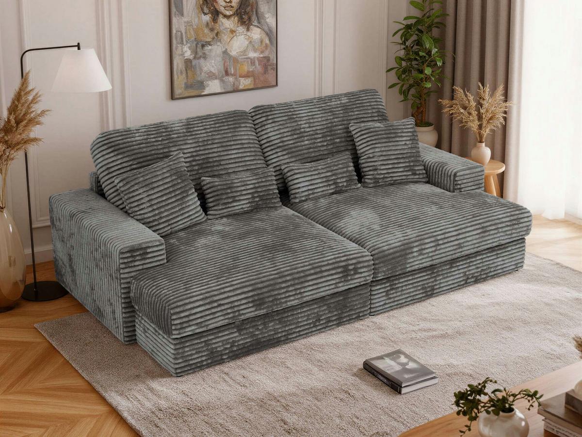3-SITZER SOFA ANERO - Grau Cord - Schwarz/Grau, Kunststoff/Textil (292/107/163cm) - MKS