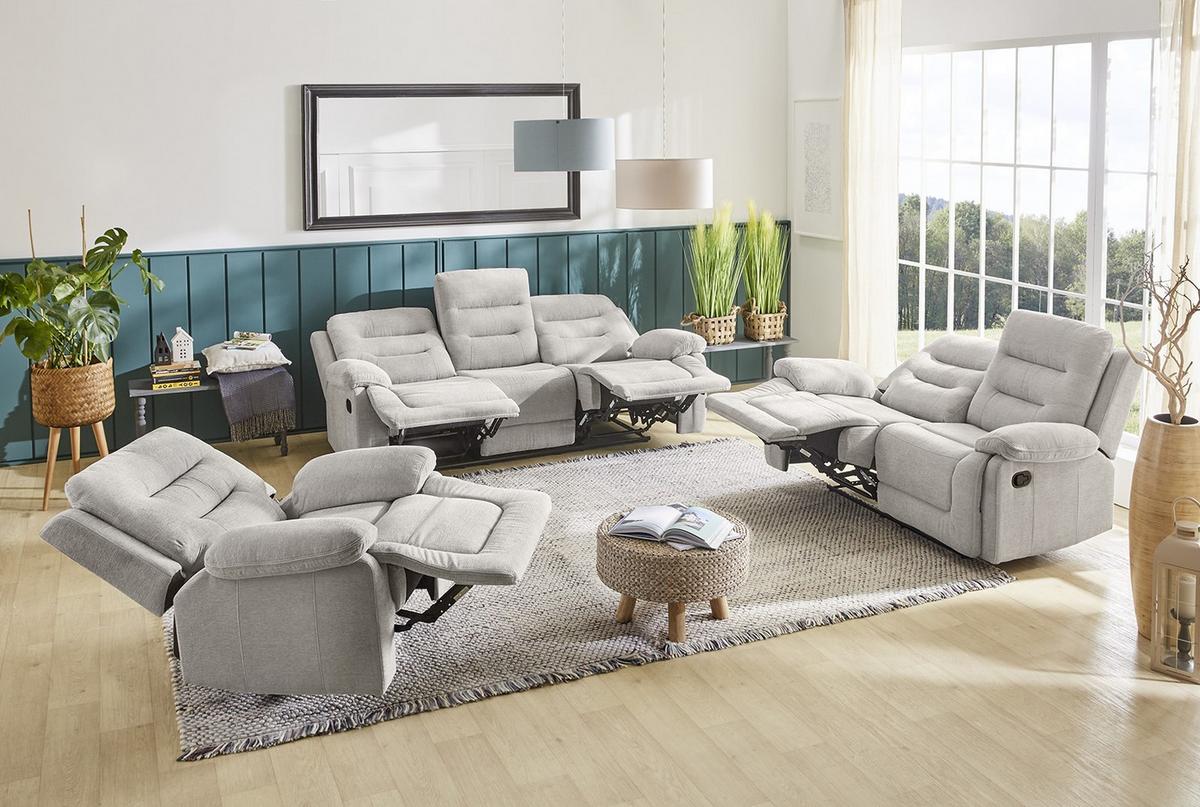 RELAX-FERNSEHSESSEL Federkern, Liegefunktion verstellbar durch halbautomatische Relaxfunktion B101/T98/H103 cm, Chenille Grau / 15501 - Schwarz/Grau, Textil (101/103/98cm) - luma-home