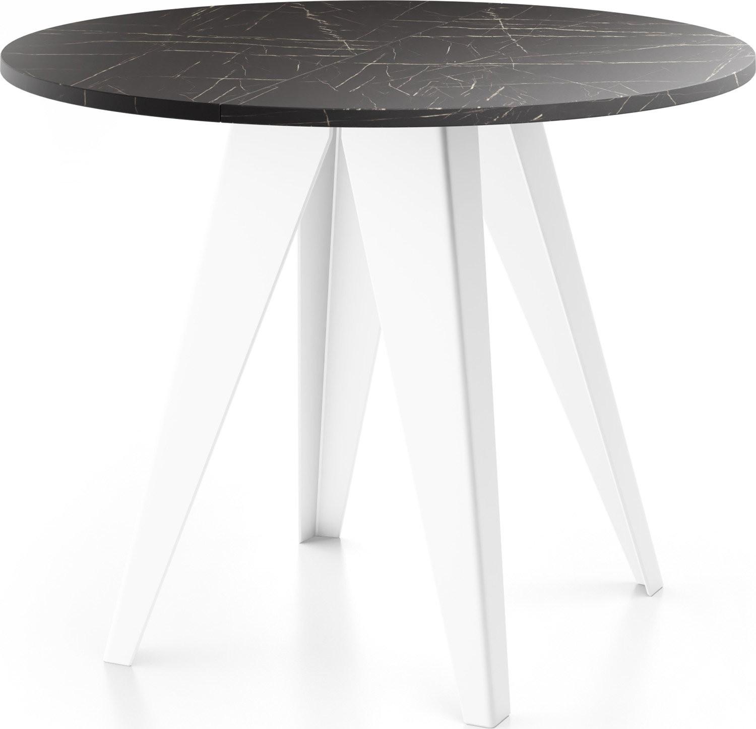 ESSTISCH Griffin runder ausziehbarer, Marmor Schwarz 100-140/100/76 cm - Anthrazit/Weiß, Holzwerkstoff/Metall (100/140/76cm) - WFL GROUP
