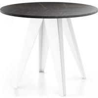 ESSTISCH Griffin runder ausziehbarer, Marmor Schwarz 100-140/100/76 cm - Anthrazit/Weiß, Holzwerkstoff/Metall (100/140/76cm) - WFL GROUP