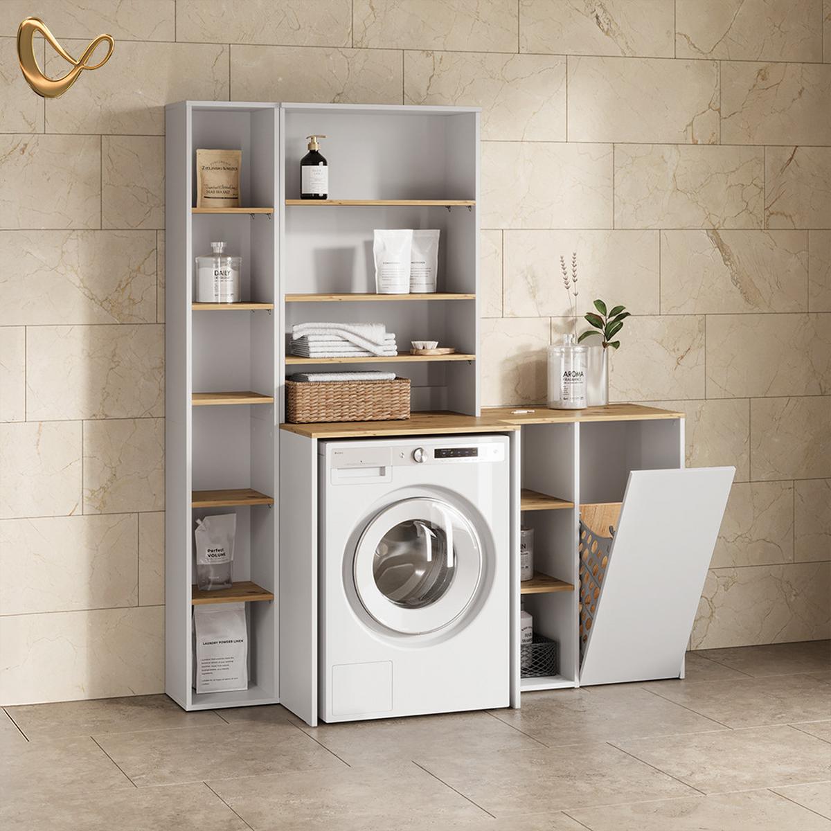 BADSCHRANK Paolina Weiß/Artisan 68 x 100.4 cm mit offenen Regalen - Weiß/Eiche Artisan, Holzwerkstoff (68/100.4/29cm) - Livinity®