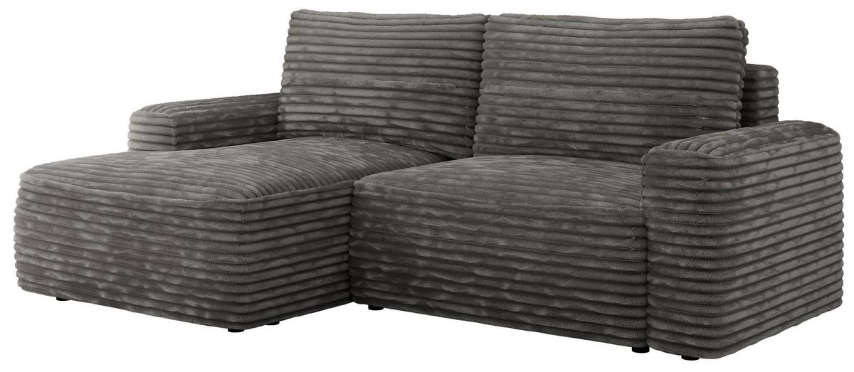 ECKSOFA BELLUNO L Dunkelgrau Cord - Links - Dunkelgrau/Schwarz, Textil (144/233cm) - MKS