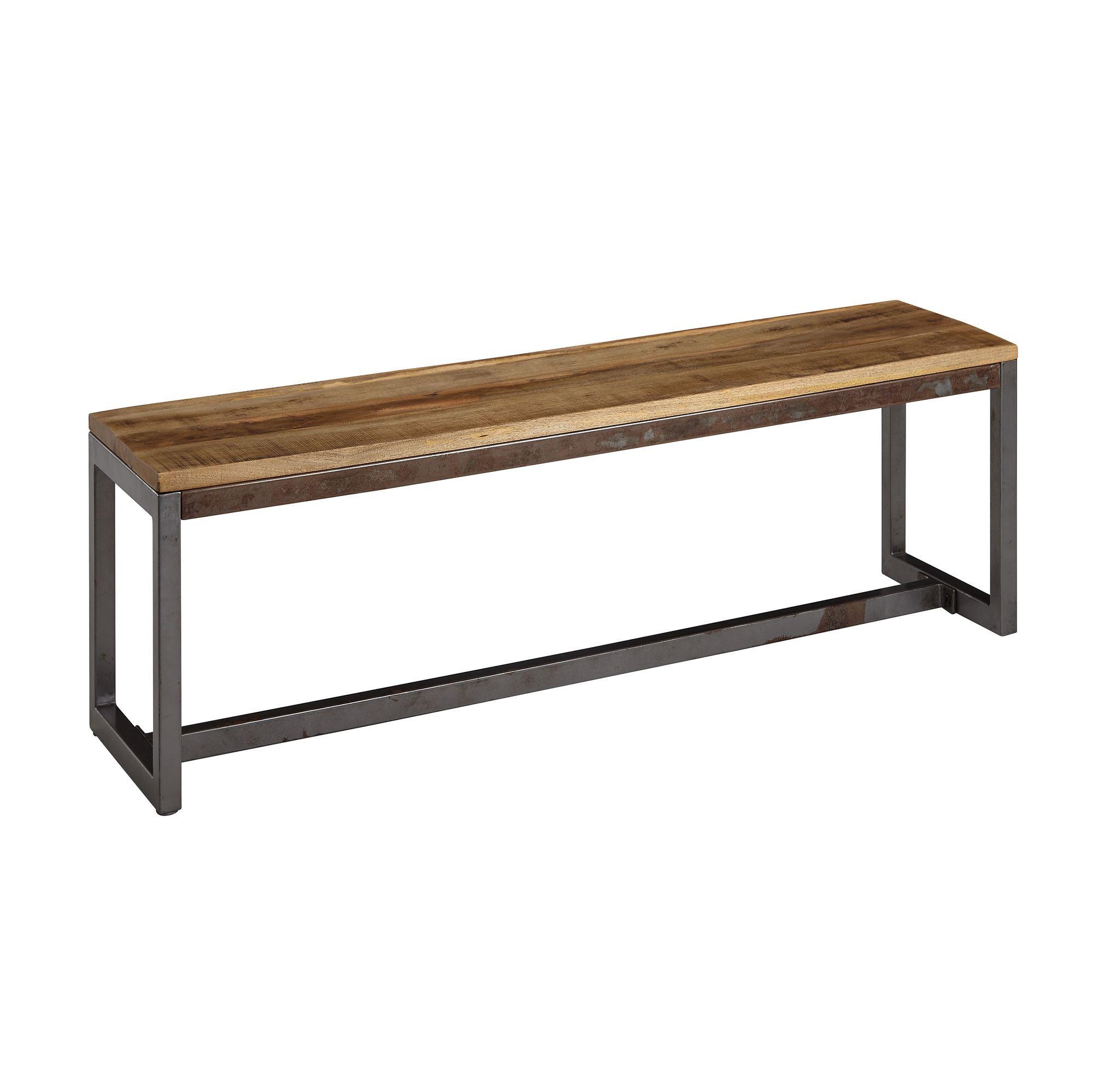 SITZBANK – Mango/Massivholz/Metall, 120x46x45 cm, ohne Lehne - Schwarz/Braun, Holz/Metall (45/46/120cm) - KADIMA DESIGN