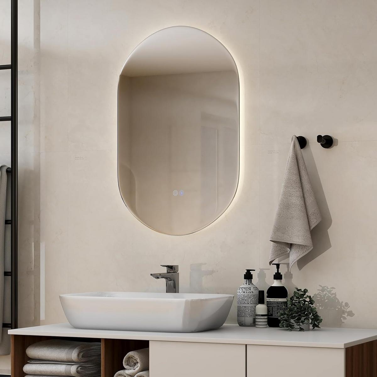 LED-SPIEGEL Anti-Beschlag Silber - Silberfarben, Glas (50/80/3cm) - COSTWAY