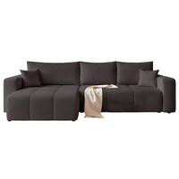 ECKSOFA XL Velours mit Bettkasten und Schlaffunktion - Schwarz, Holzwerkstoff/Textil (278/145cm) - Idohome