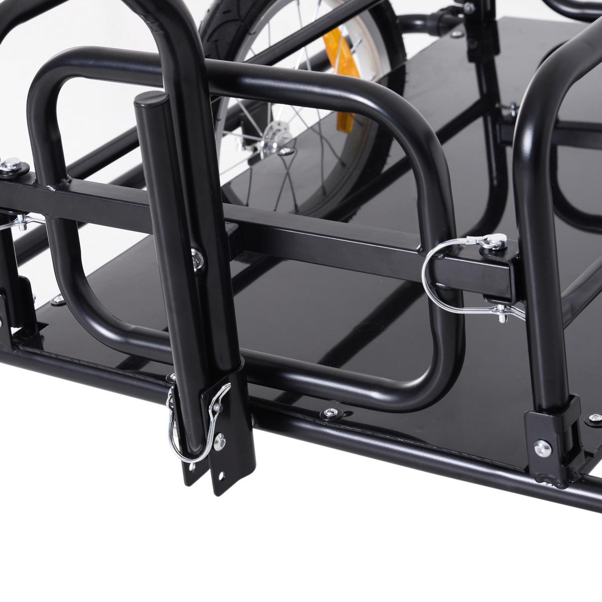 FAHRRADANHÄNGER Lastenanhänger 40 kg Belastbarkeit Transportanhänger klappbar - Schwarz, Metall (71.5/77/155cm) - HOMCOM