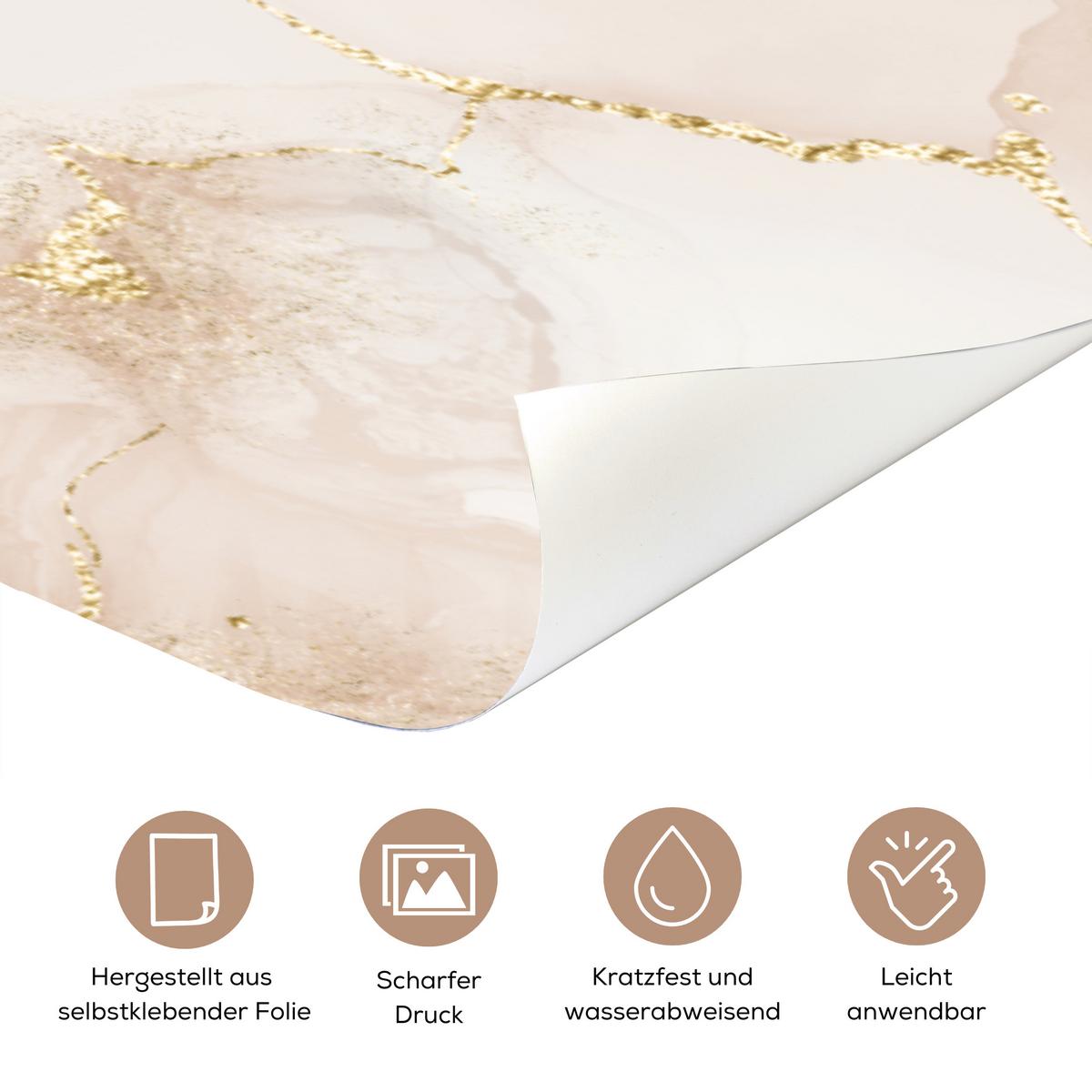 TÜRAUFKLEBER Marmor - Braun - Linie Room Decor 85x205 cm - Türtapete - Champagner, Kunststoff (85/0.1cm) - MuchoWow