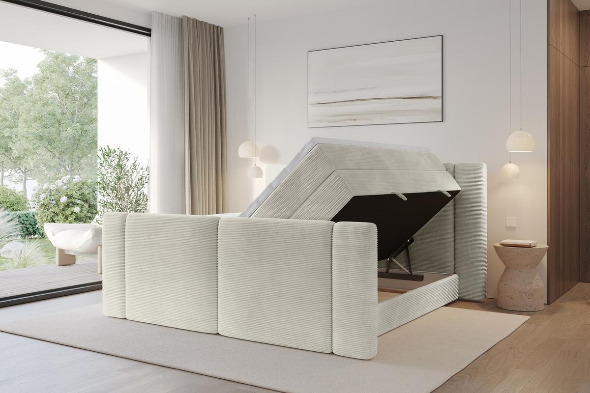 BOXSPRINGBETT mit Matratze H3/H4 - EVON KING Zanozek - 180x200 cm Creme - Creme, Holzwerkstoff (180/200cm) - ALTDECOR