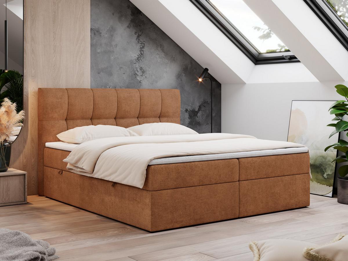BOXBETT RICO 200/200 Orange Struktur - H3 - Orange, Holz/Textil (200/200cm) - MKS