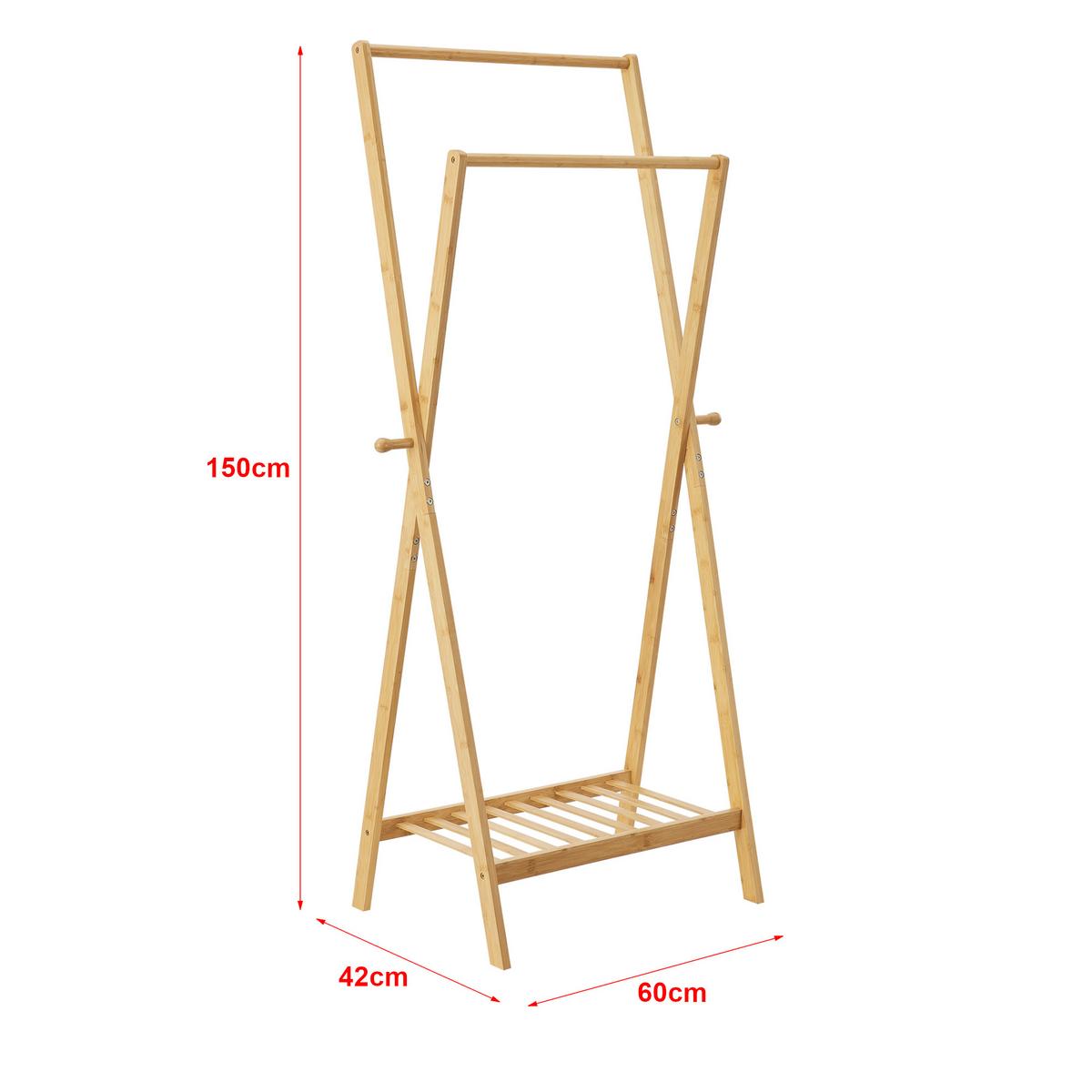GARDEROBENSTÄNDER Keitele - Naturfarben, Holz (60/150/42cm) - [en.casa]
