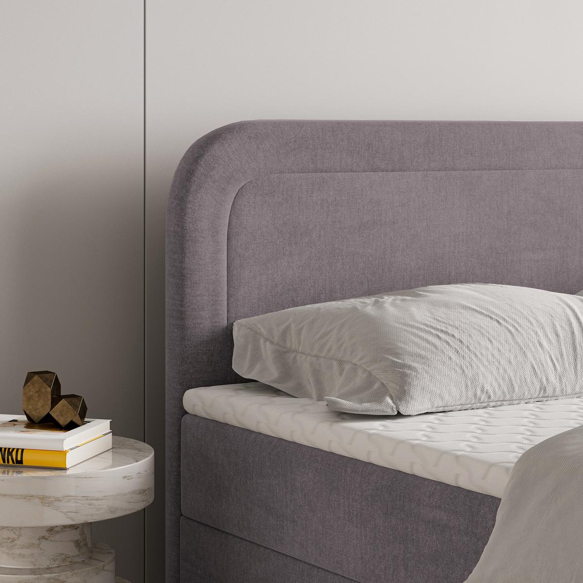 BOXBETT ARMEL 140x200 cm mit Matratze und Topper - Lila - Lila, Holz (140/200cm) - MASSENO