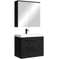 BADMÖBEL-SET Etna 3 Teile Schwarz Matt - 60 x 35 x 51 cm - Schwarz, Holz (60/53/35cm) - Badplaats