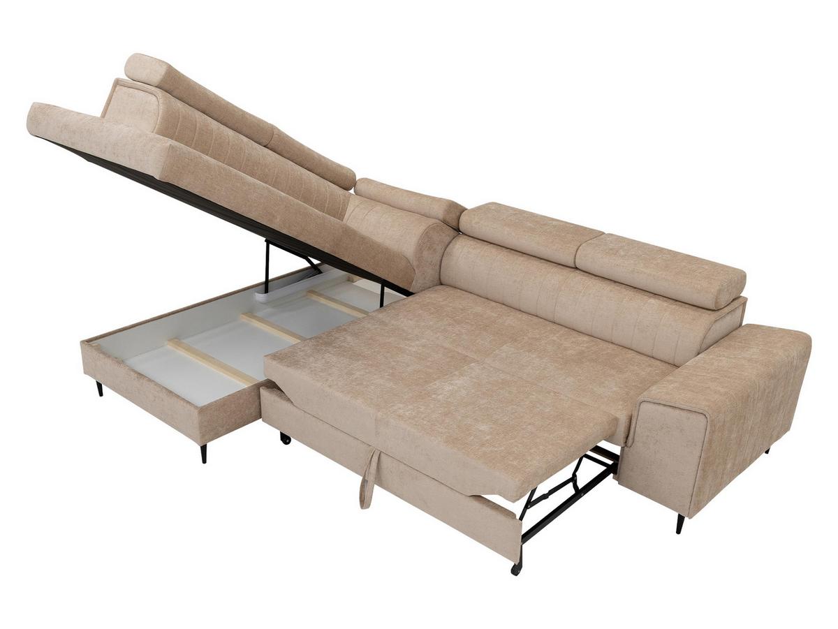 ECKSOFA Kadurin, Seite: Links - Schwarz/Bronzefarben, Holz/Kunststoff (276/206cm) - MIRJAN24